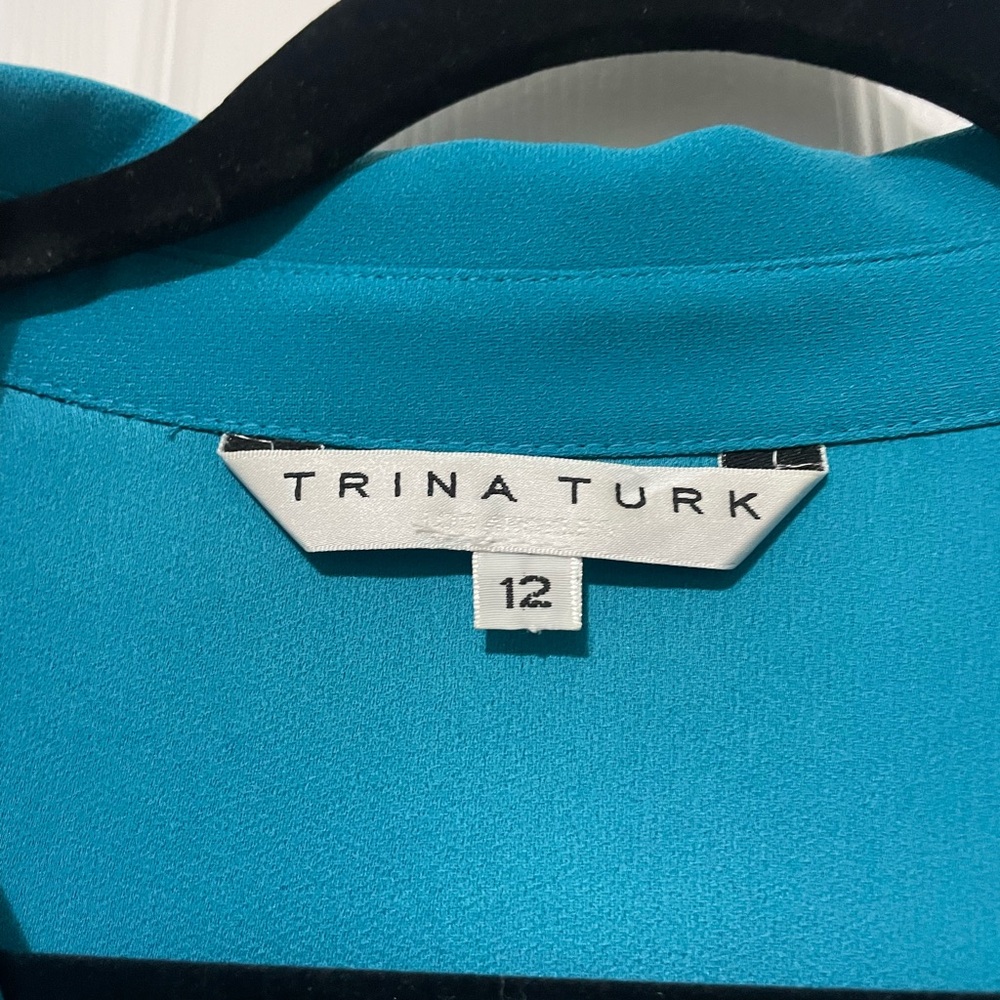 Trina Turk Teal Long-Sleeve Mini Dress - Picture 4 of 6